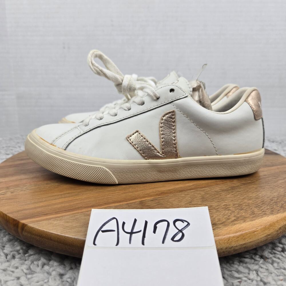Veja Womens 6 Esplar Low White Platine Leather Lace Up Casual Comfort Sneaker